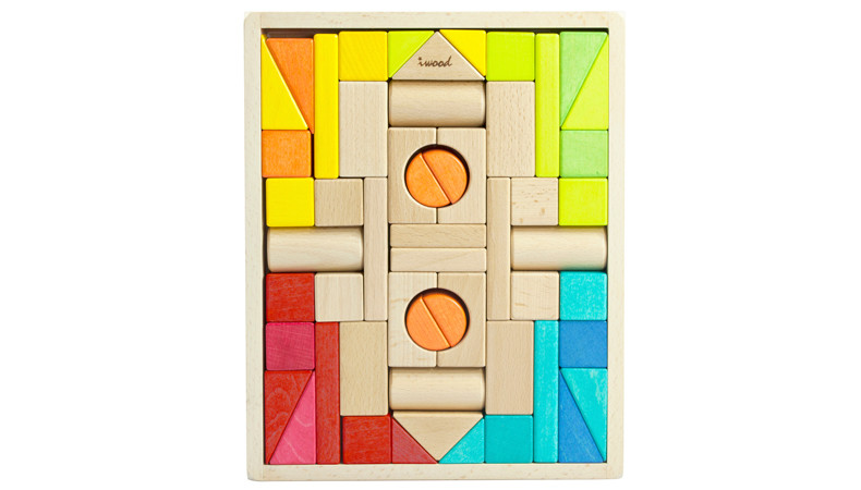 Klocki drewniane kolorowe dla dzieci (54 klocki)