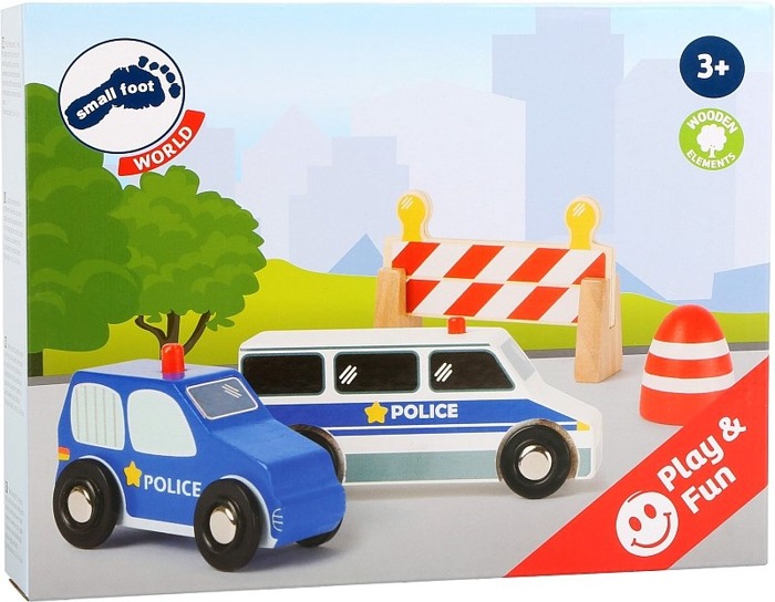 Zestaw aut do kolejki drewnianej Policja pojazdy dla dzieci - obrazek 4