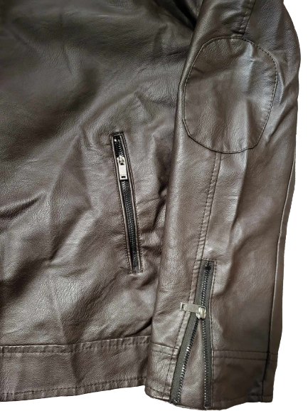 Męska skórzana kurtka kolor brąz 33 - obrazek 4