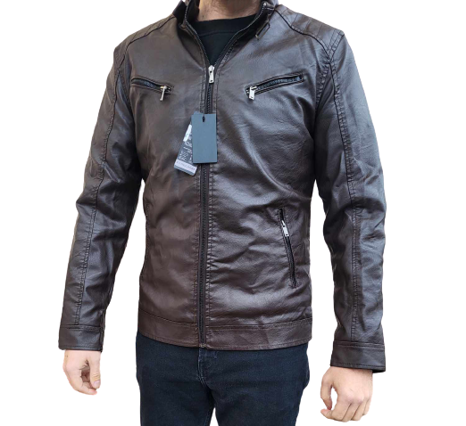 Męska skórzana kurtka kolor brąz 33