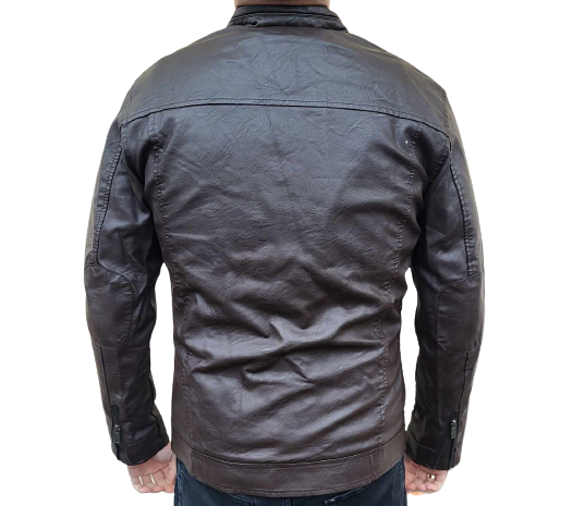 Męska skórzana kurtka kolor brąz 33 - obrazek 2