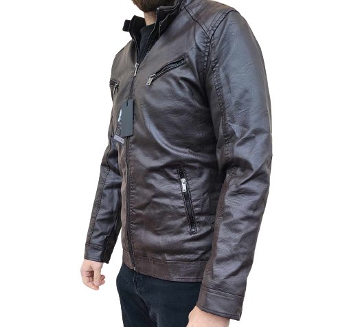 Męska skórzana kurtka kolor brąz 33 - obrazek 3
