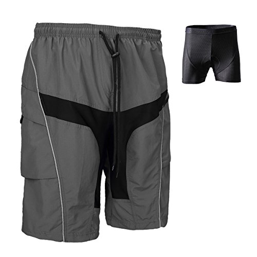 SANTIC Spodenki rowerowe męskie z wkładką szare