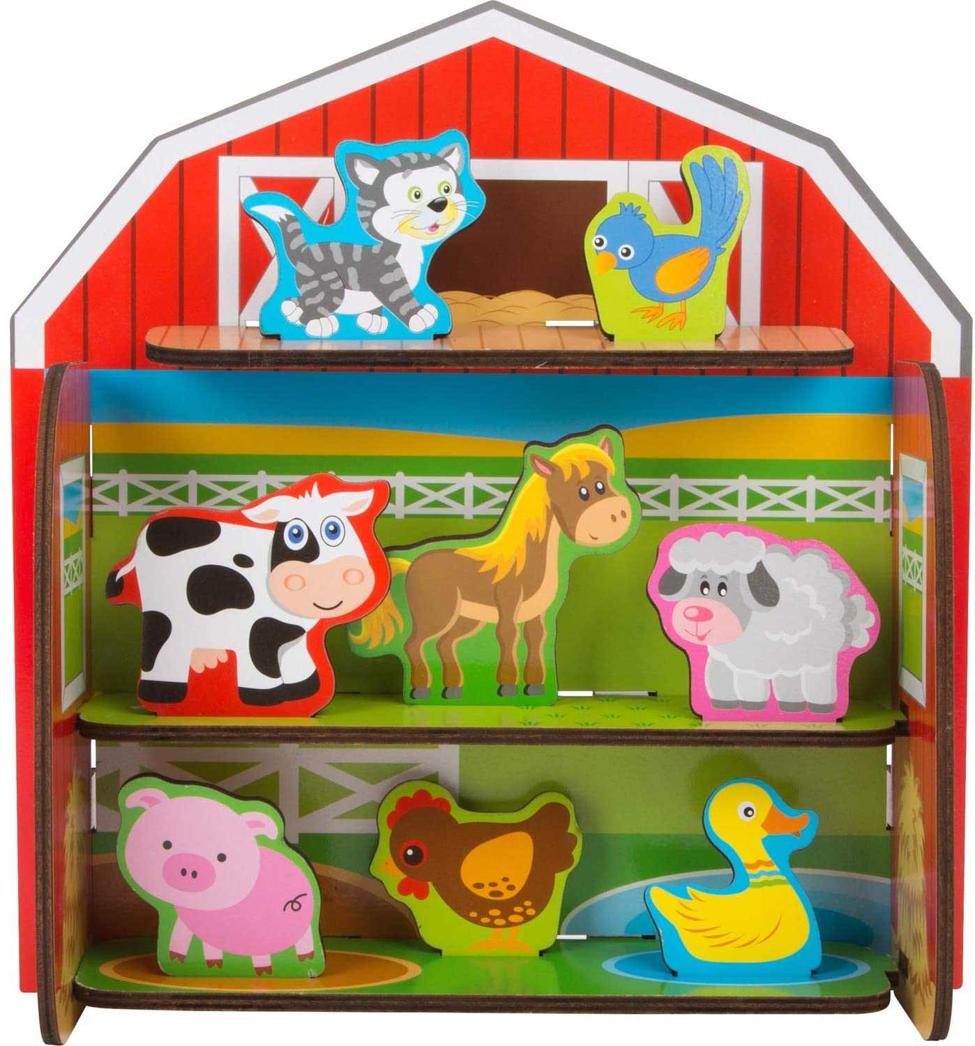 Zestaw drewniana farma układanka zwierzątka