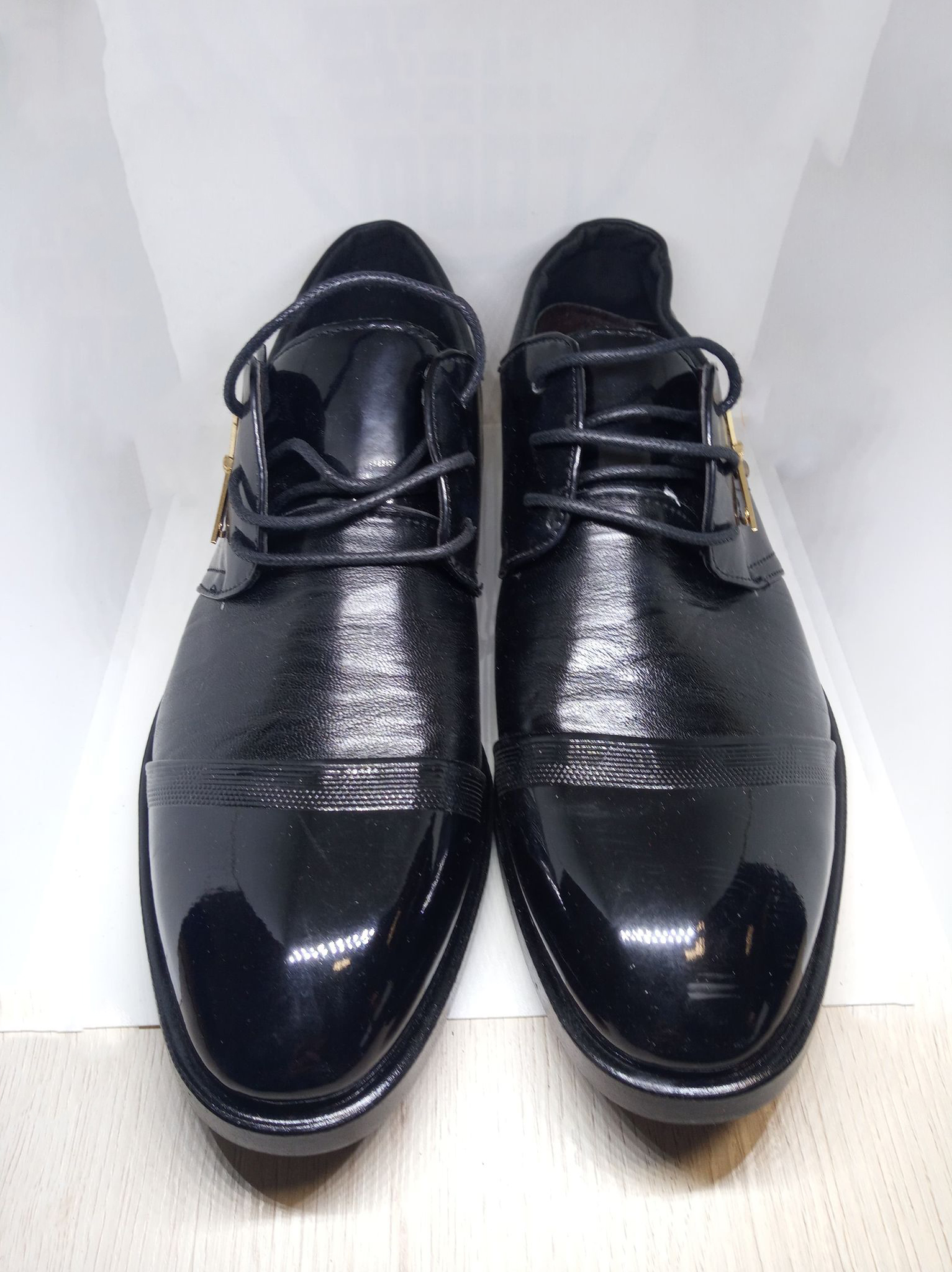 Męskie/Chłopięce półbuty garniturowe Czarne - obrazek 3