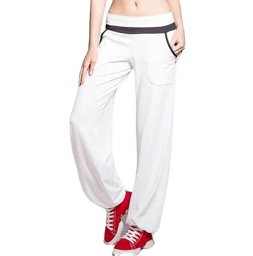 Dresowe spodnie dzwony do jogi białe