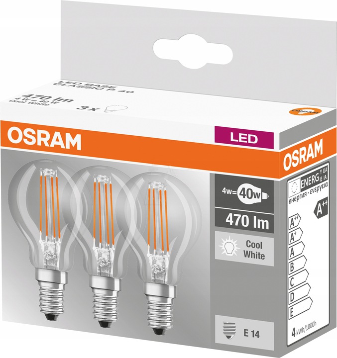 Zestaw Żarówka LED E14 4W 470lm 4000K OSRAM