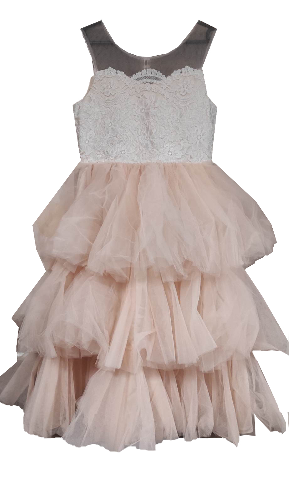 Rozkloszowana dziewczęca sukienka z koronką