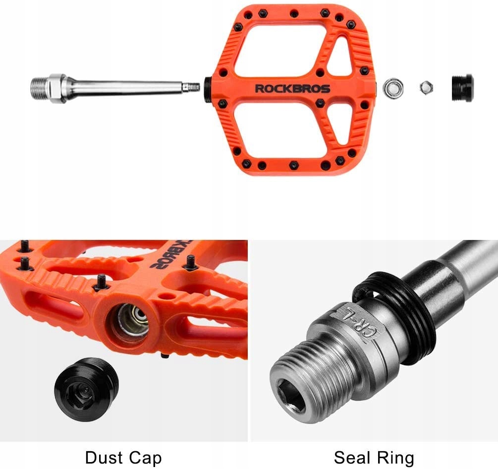 Pedały platformowe ROCKBROS pomarańczowe - obrazek 3