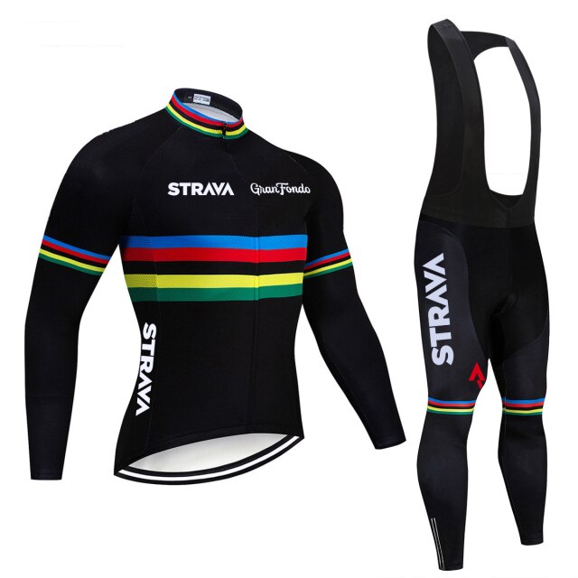 Męski/damski ocieplany strój rowerowy podszyty polarem STRAVA