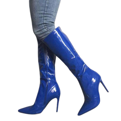 Damskie lakierowane kozaki na szpilce