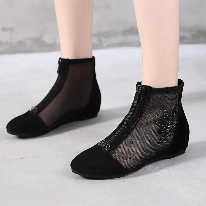 Botki damskie przejściowe na niskiej koturnie czarne rozmiar 39 - obrazek 2