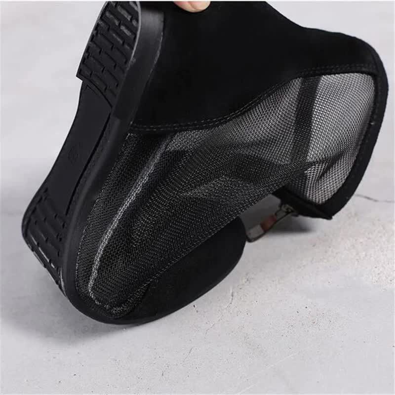 Botki damskie przejściowe na niskiej koturnie czarne rozmiar 39 - obrazek 4