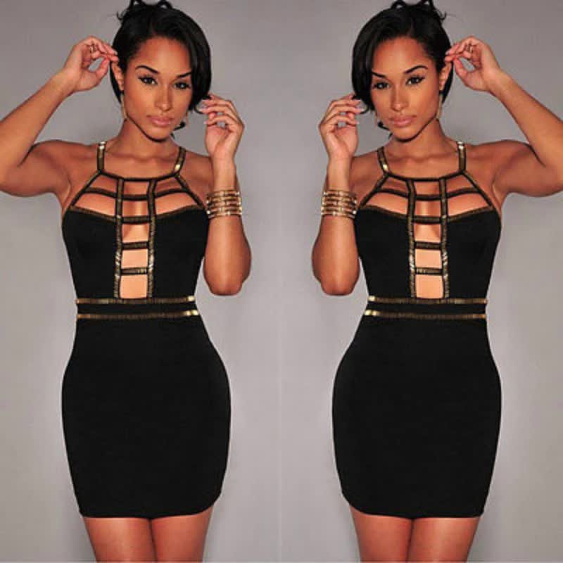 Mini czarna damska sukienka - obrazek 3