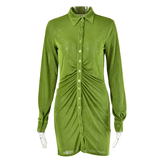 Mini sukienka marszczona z długim rękawem rozm.M