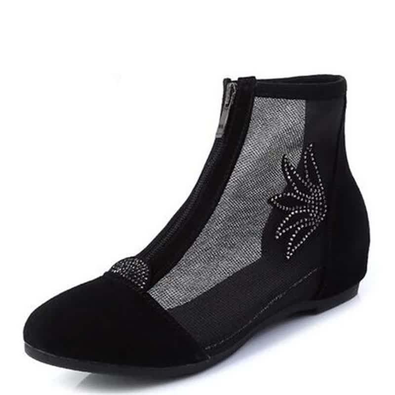 Botki damskie przejściowe na niskiej koturnie czarne rozmiar 39