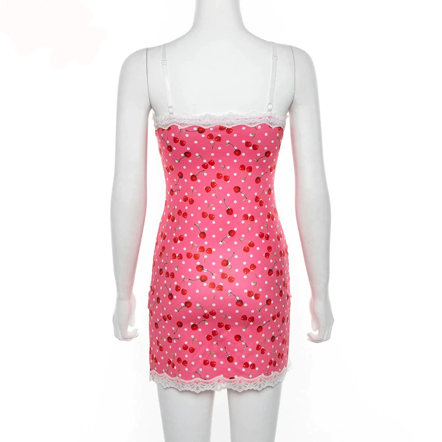 Koszula nocna damska wiśnia - obrazek 3