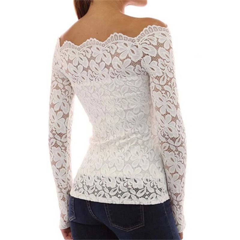 Damska koronkowa bluzka biała - obrazek 2