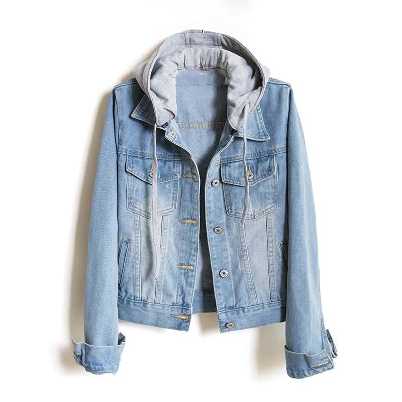 Kurtka damska jeansowa z odpinanym kapturem