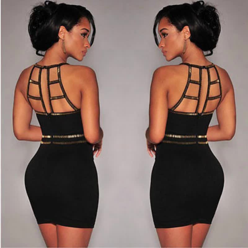 Mini czarna damska sukienka - obrazek 2