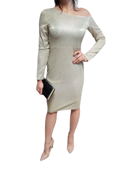 Damska cekinowa sukienka z długim rękawem