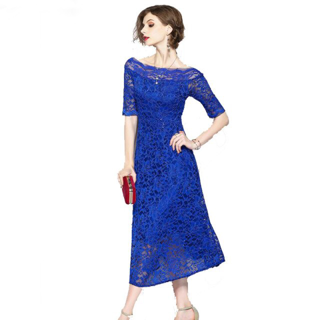 Damska CHABROWA koronkowa sukienka