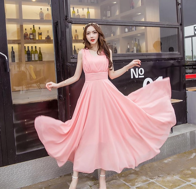 Damska SZYFONOWA sukienka maxi - obrazek 2