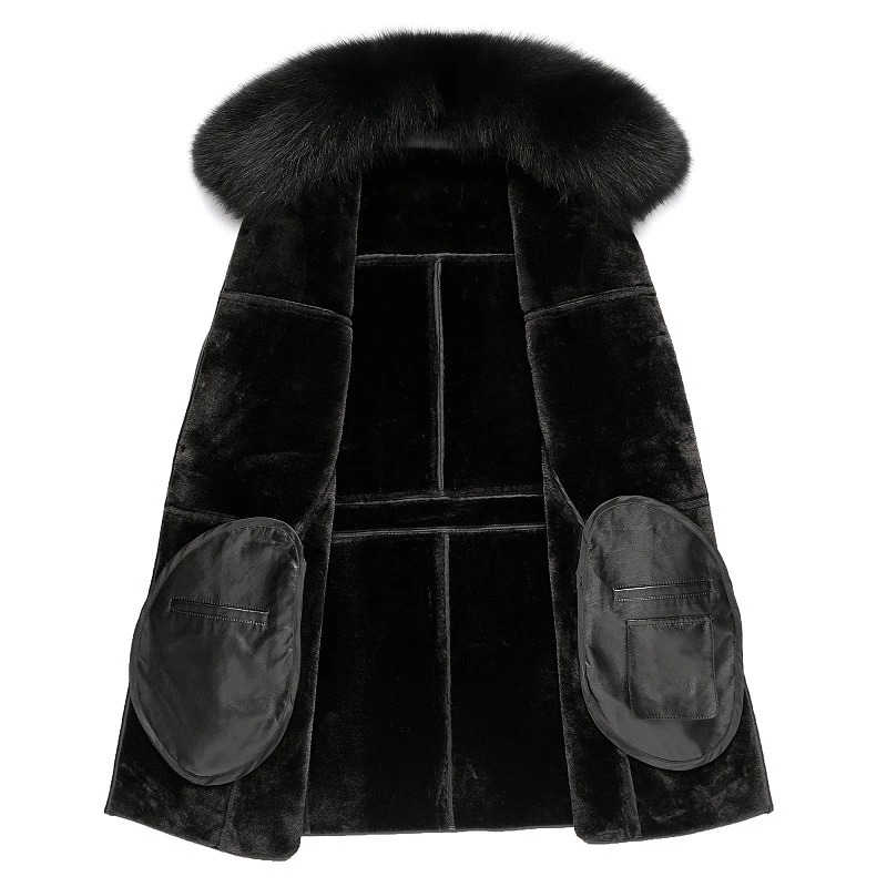 Męski płaszcz ocieplany ze skóry ekologicznej - obrazek 2