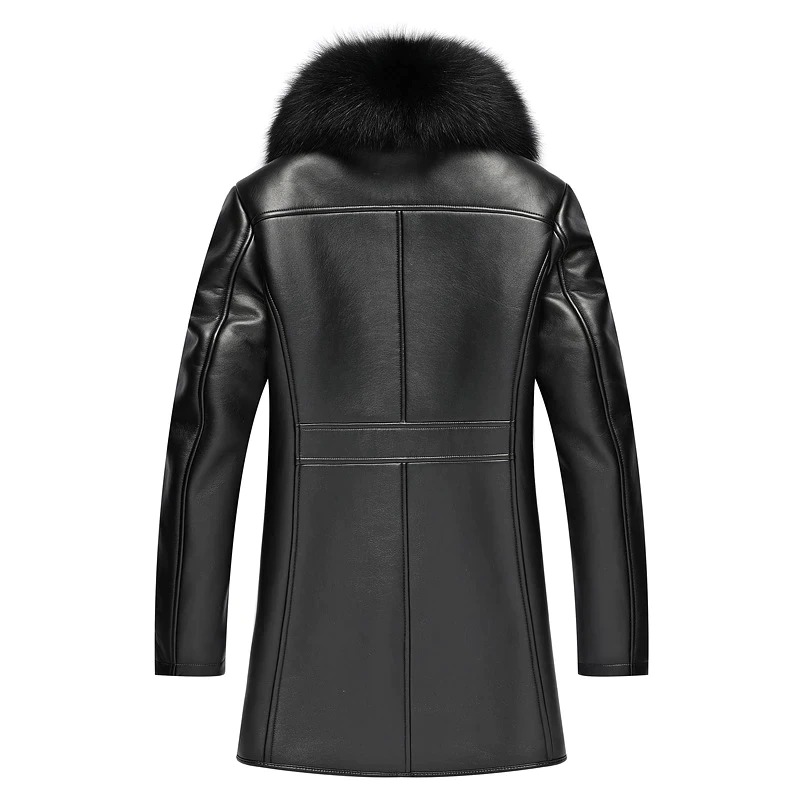 Męski płaszcz ocieplany ze skóry ekologicznej - obrazek 3