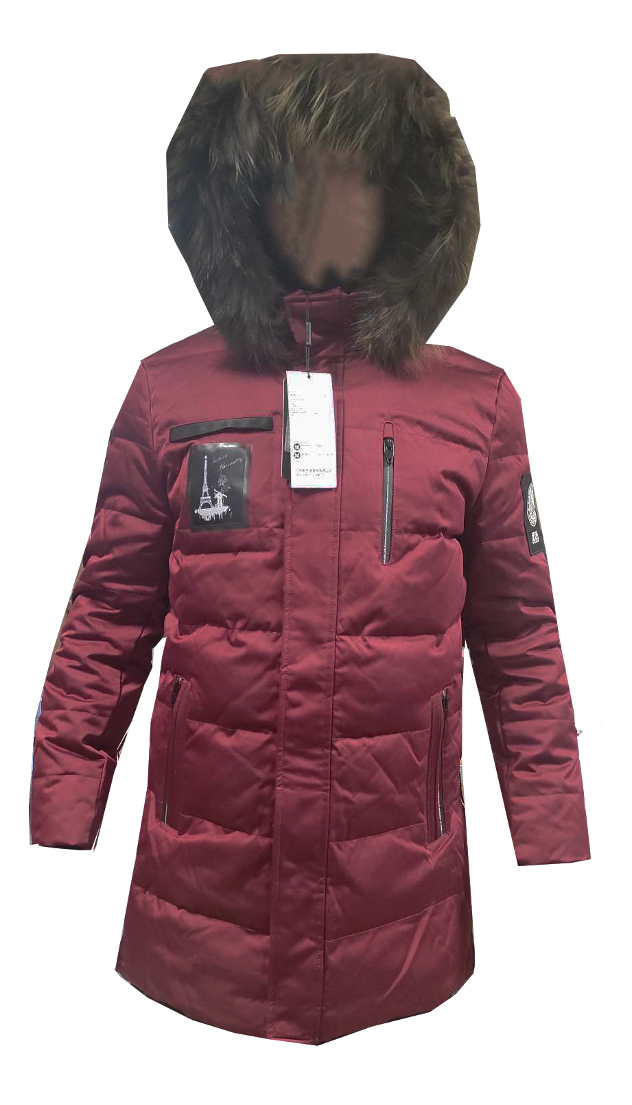 Puchowa męska zimowa parka z naszywkami