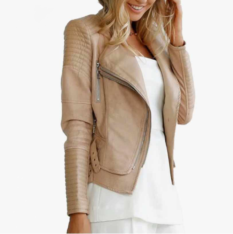 Damska beżowa ramoneska - obrazek 2