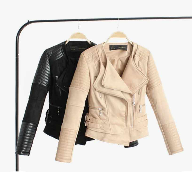 Damska beżowa ramoneska - obrazek 3