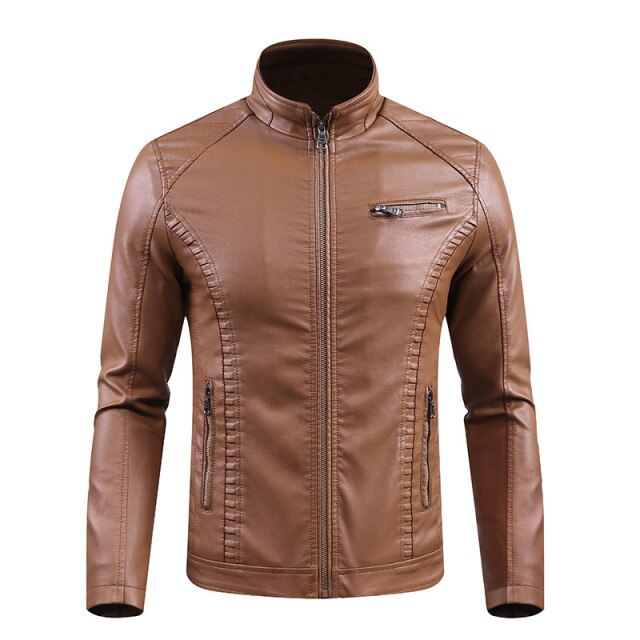 Męska ocieplana kurtka ze skóry ekologicznej