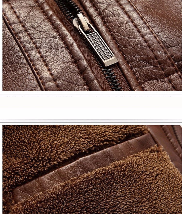 Męski skórzana kurtka ocieplana - obrazek 3