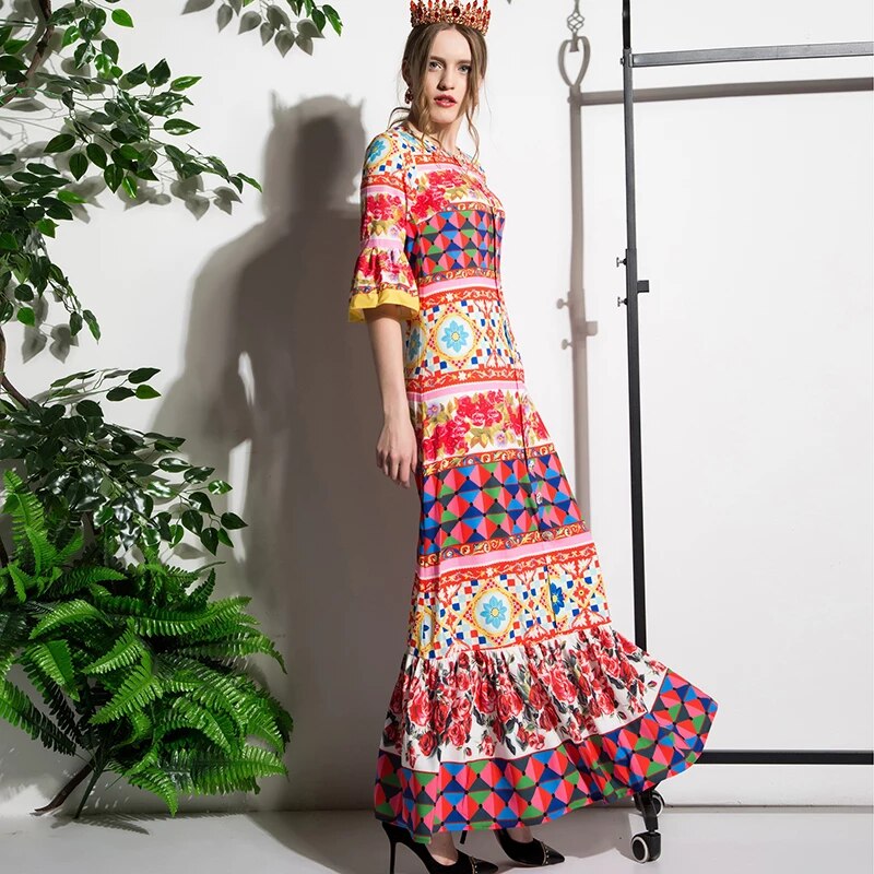 Damska wzorzysta sukienka w stylu ORIENTALNYM - obrazek 2