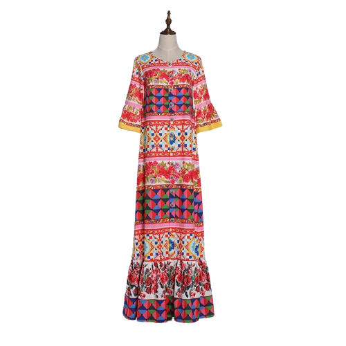 Damska wzorzysta sukienka w stylu ORIENTALNYM