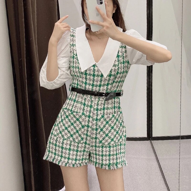 Damski kombinezon z paskiem w stylu VINTAGE - obrazek 4