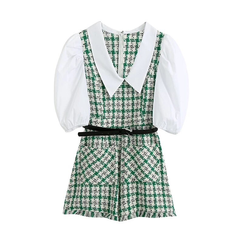 Damski kombinezon z paskiem w stylu VINTAGE