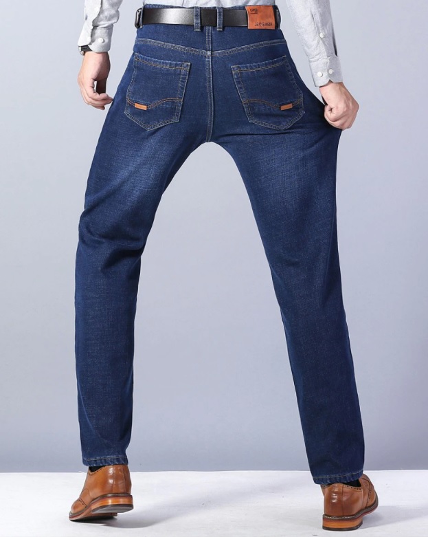 Męskie ocieplane spodnie dżinsowe w stylu CASUAL - obrazek 4