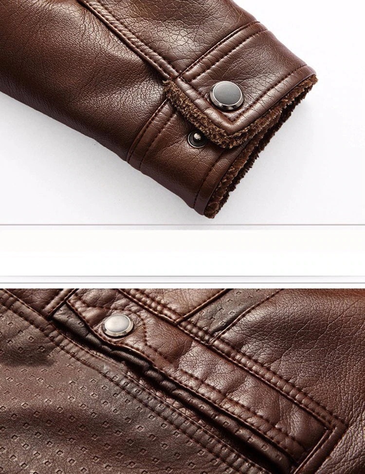 Męski skórzana kurtka ocieplana - obrazek 2