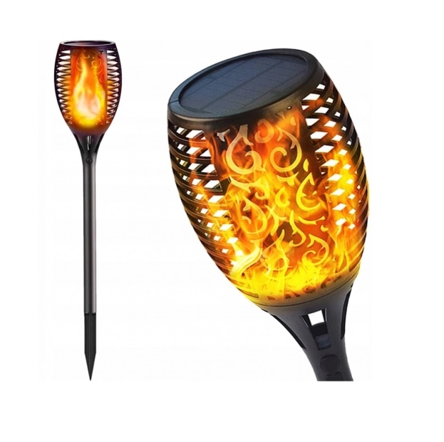 3x Ogrodowa lampa solarna pochodnia imitująca ogień