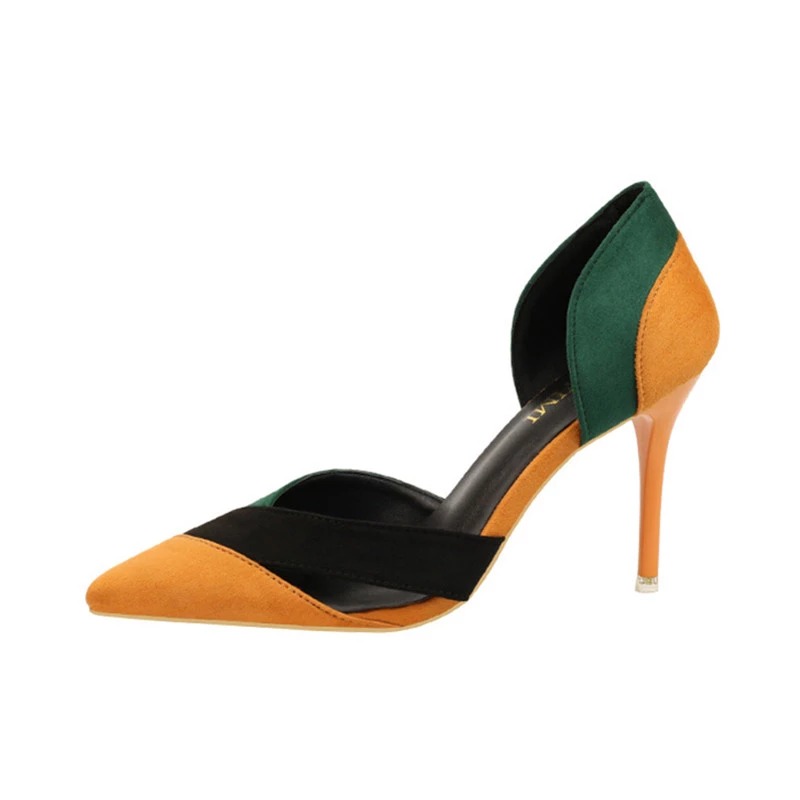 Damskie szpilki ze skóry ekologicznej zamszowej - obrazek 3