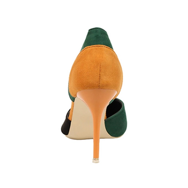 Damskie szpilki ze skóry ekologicznej zamszowej - obrazek 4