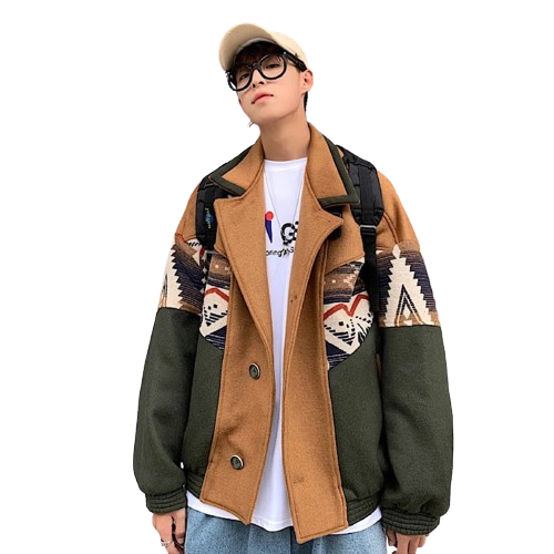 Męska kurtka z nadrukiem w stylu VINTAGE