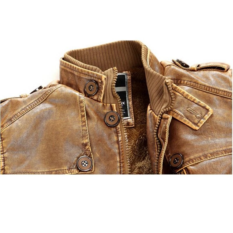 Męska ocieplana kurtka z paskiem w kolorze jasnego brązu - obrazek 2