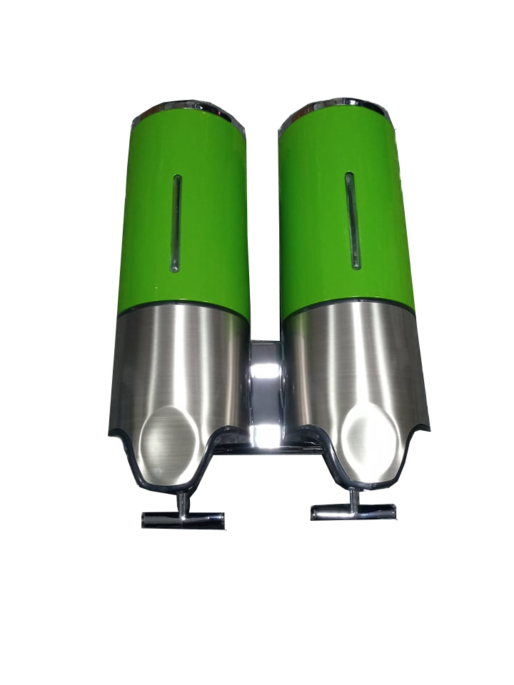 Podwójny dozownik do mydła naścienny ZIELONY