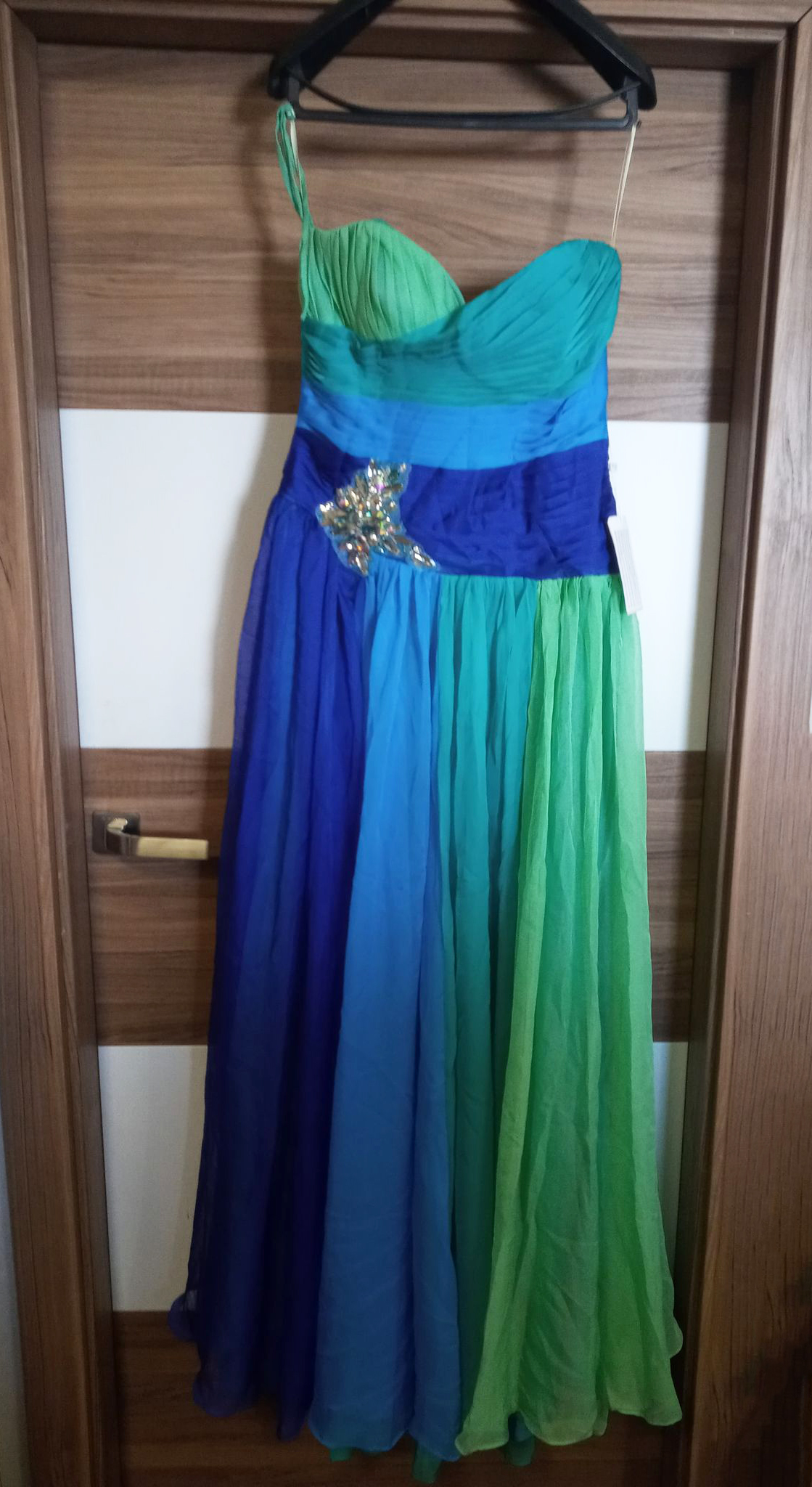 Wielokolorowa szyfonowa maxi sukienka - obrazek 2