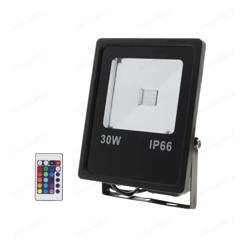 Halogen Naświetlacz HQ LED SLIM Czarny 30W 1800LM RGB Pilot