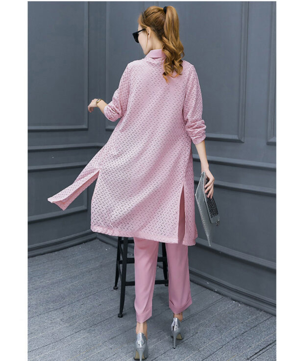 Damska komplet bluzka+spodnie+sweterek - obrazek 2