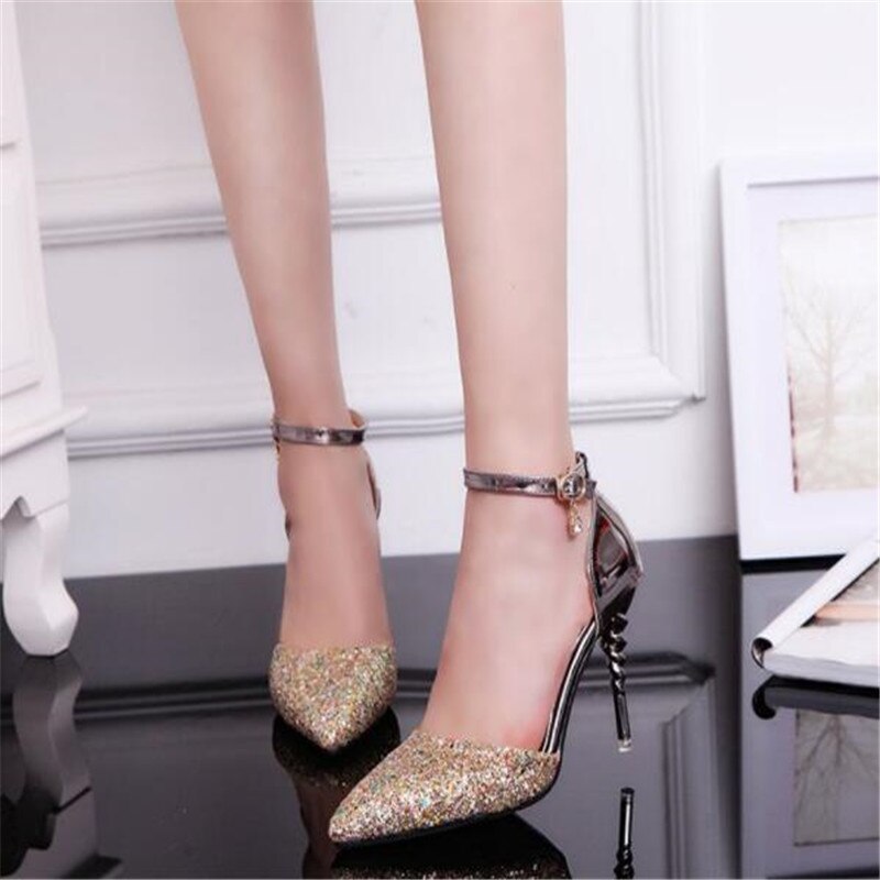 Damskie szpilki ze skóry ekologicznej BROKAT - obrazek 4